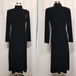 Vintage 90s y2k Black Velvet Sexy Stretchy Vampire Victorian Goth Princess Dress